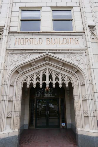 Front entrance of the Herald Building in Bellingham.